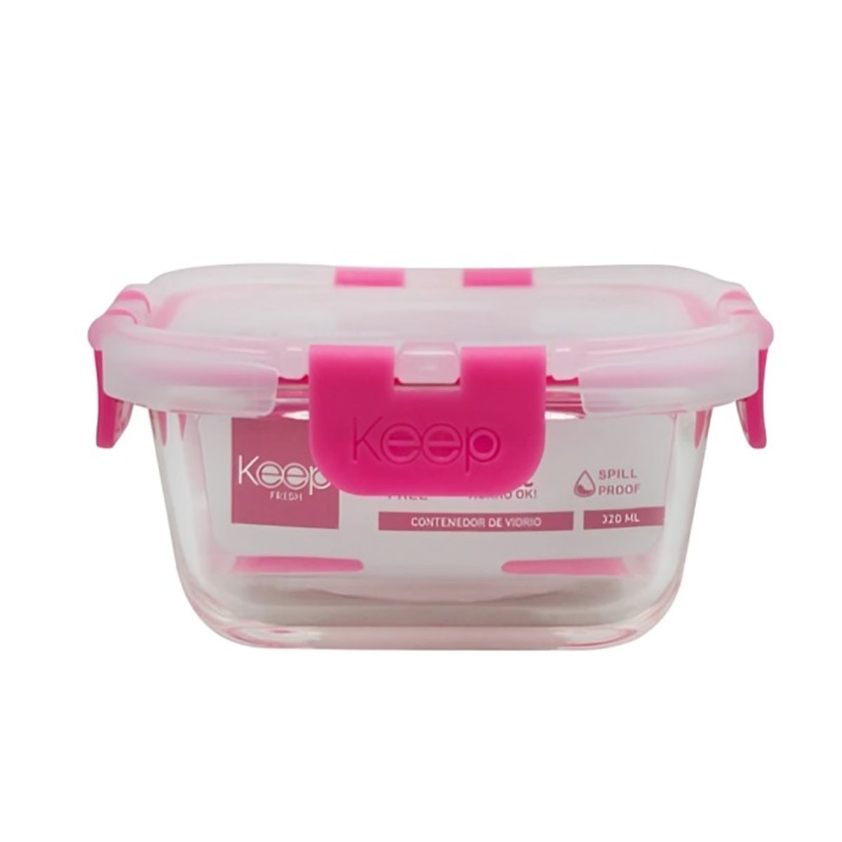 KEEP - HERMETICO CUADRADO 320ML GLASS KEEP FUCSIA