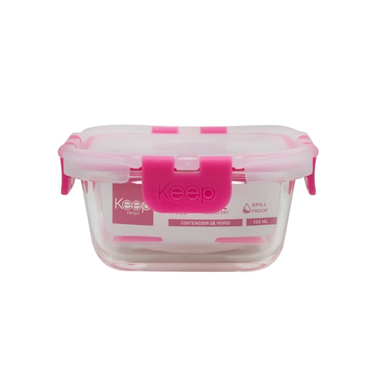 KEEP - HERMETICO CUADRADO 320ML GLASS KEEP FUCSIA