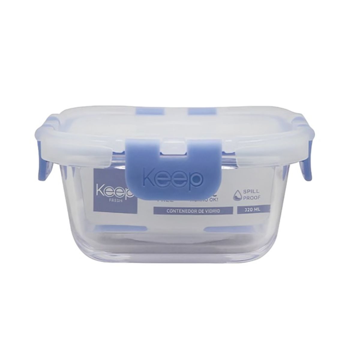 KEEP - HERMETICO CUADRADO 320ML GLASS KEEP AZUL