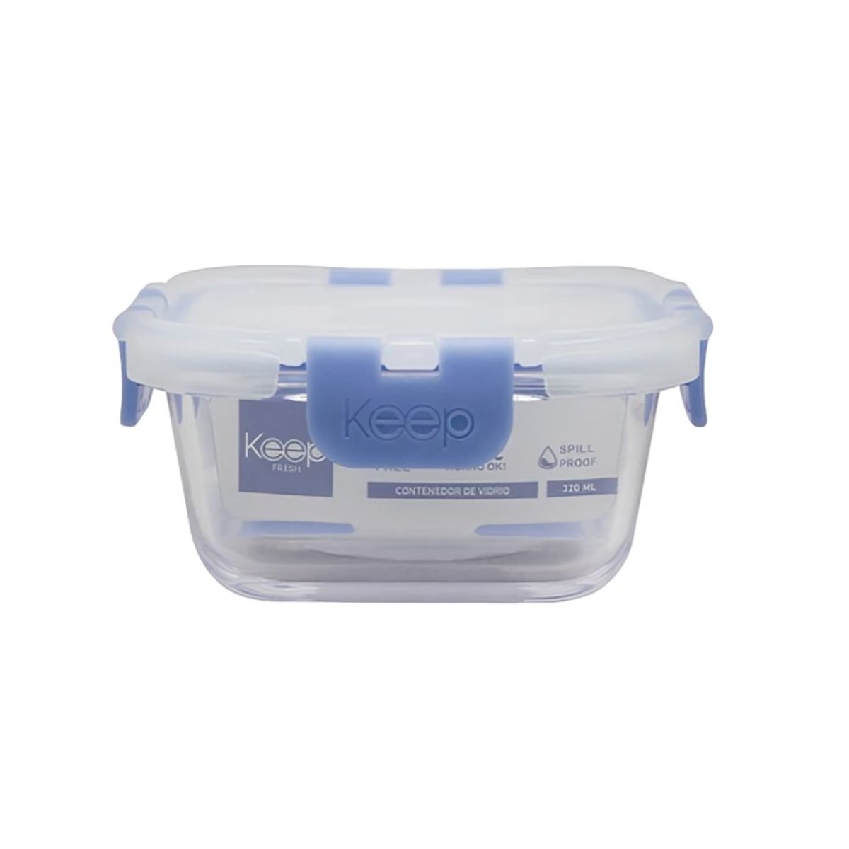 KEEP - HERMETICO CUADRADO 320ML GLASS KEEP AZUL