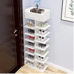 GENERICO - Zapatero Organizador Estante Zapatos 14 Pcs Hall Armario Color Blanco