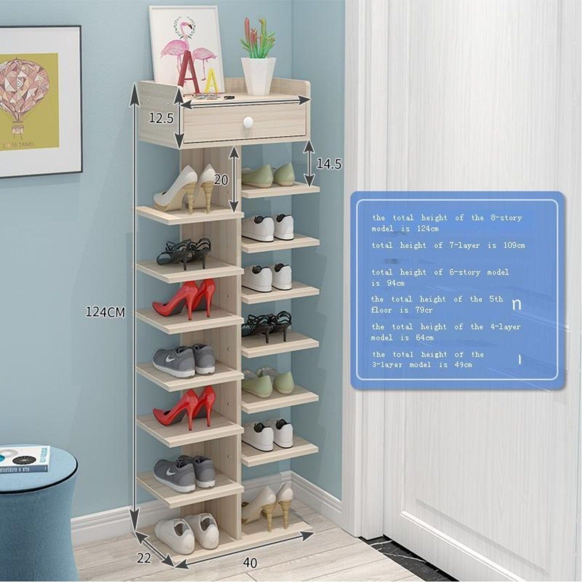 GENERICO - Zapatero Organizador Estante Zapatos 14 Pcs Hall Armario Color Blanco