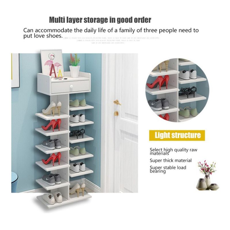 GENERICO - Zapatero Organizador Estante Zapatos 14 Pcs Hall Armario Color Blanco