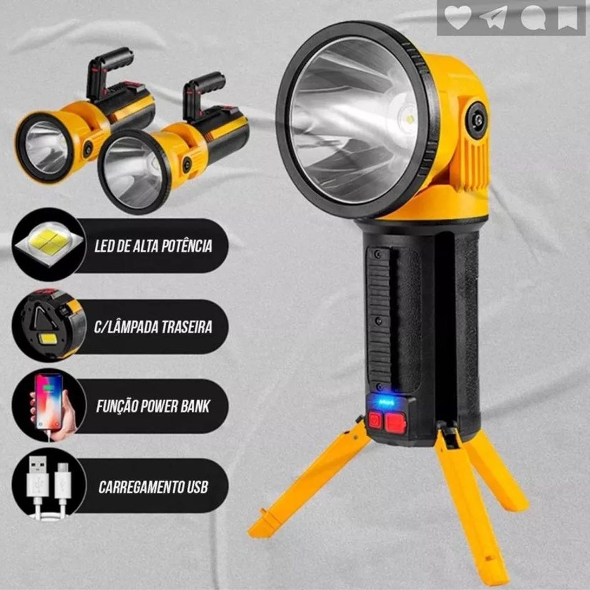 GENERICO - Foco multifuncional TD-7000 con Linterna Trípode