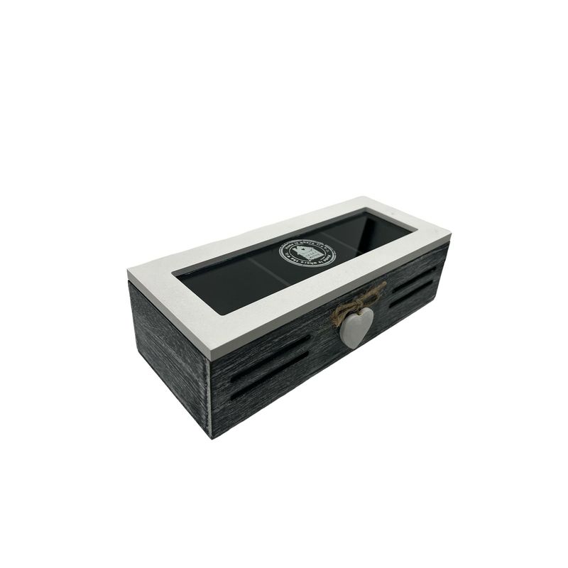GENERICO - Caja De Té Mediana De Madera 3 Espacios Con Corazon