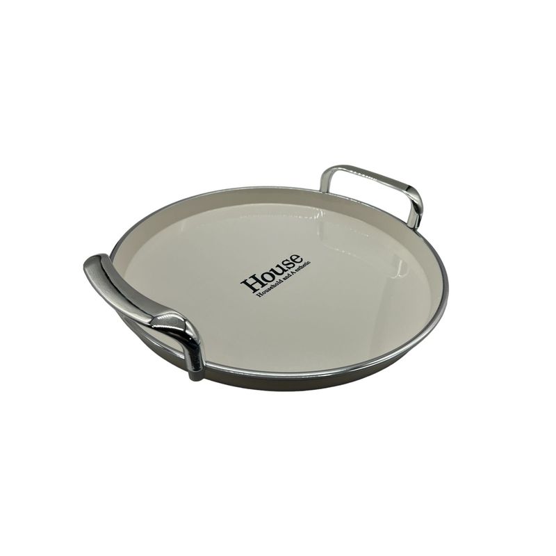 GENERICO - Bandeja Elegante Servir Con Plateado Circular 27cm
