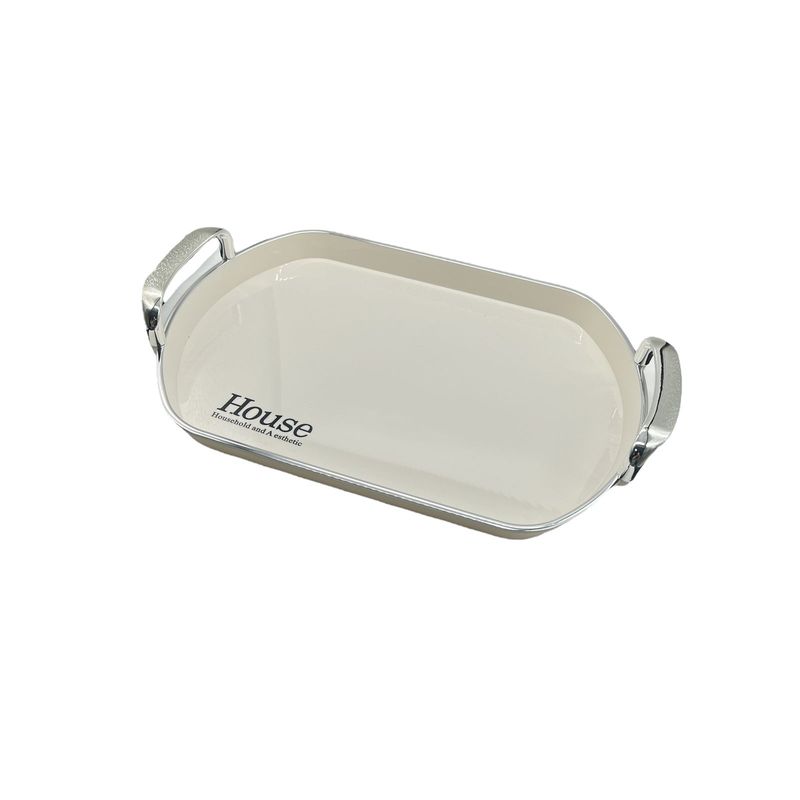 GENERICO - Bandeja Elegante Servir Con Plateado Ovalada 39x27cm