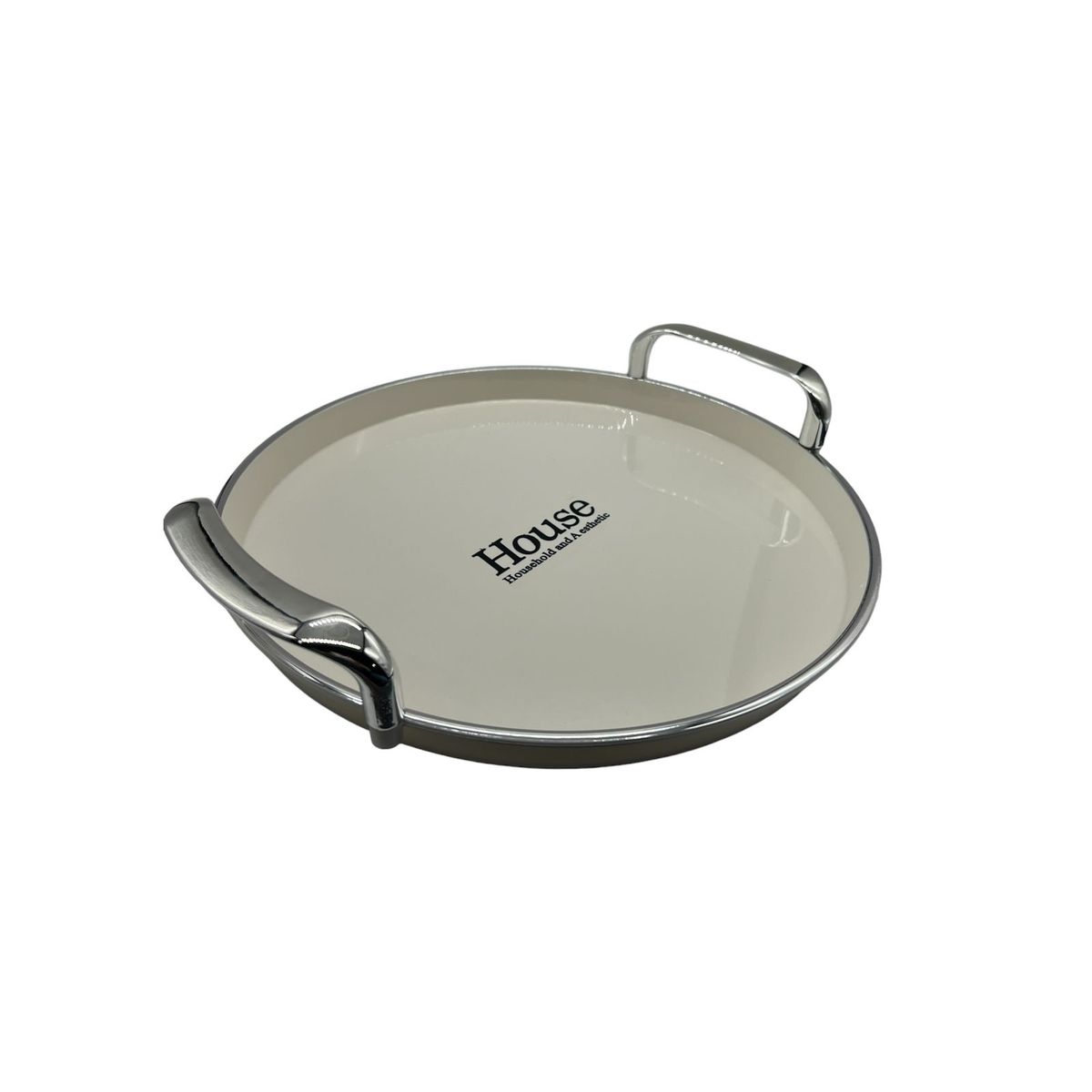 GENERICO - Bandeja Elegante Servir Con Plateado Circular 32cm