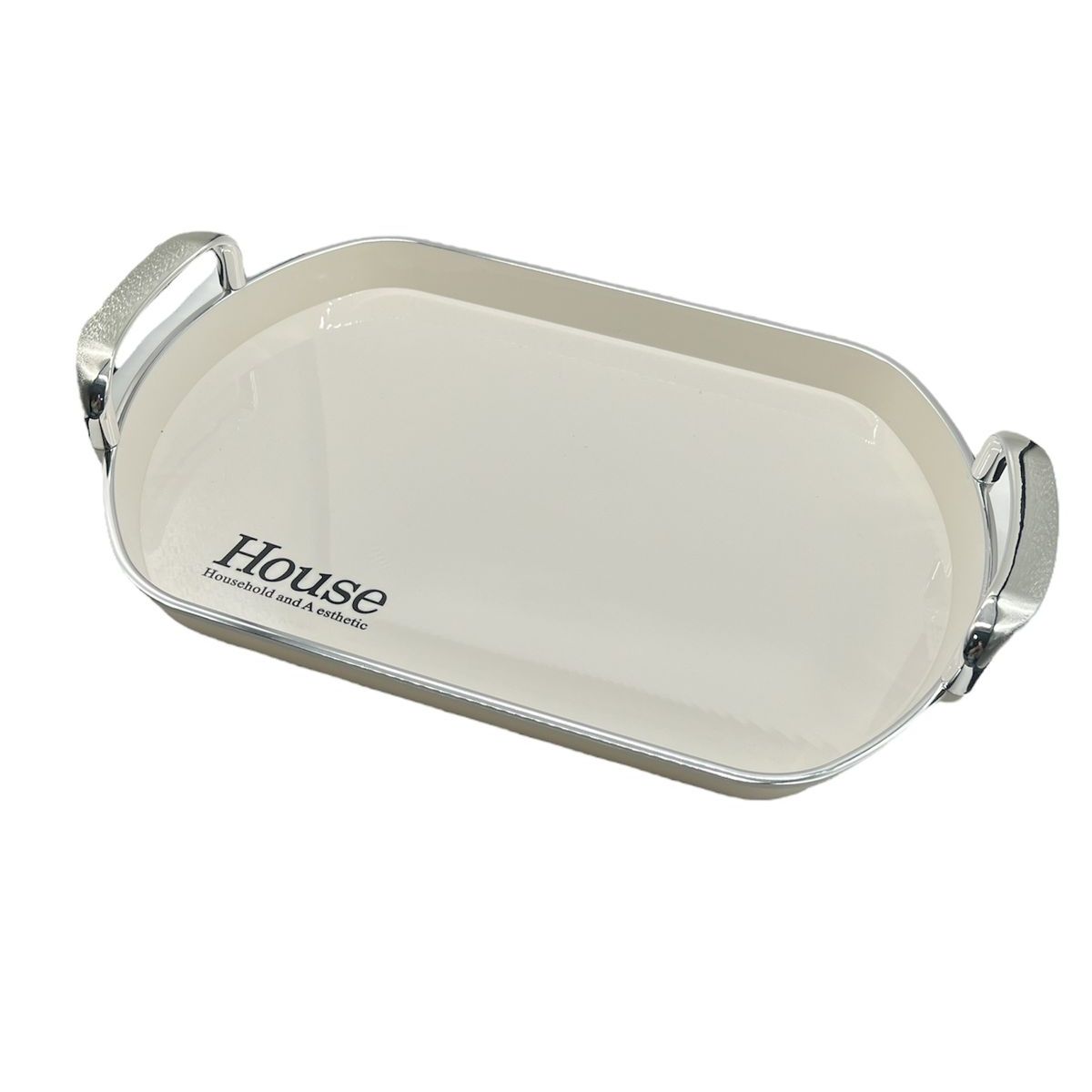 GENERICO - Bandeja Elegante Servir Con Plateado Ovalada 24x35cm