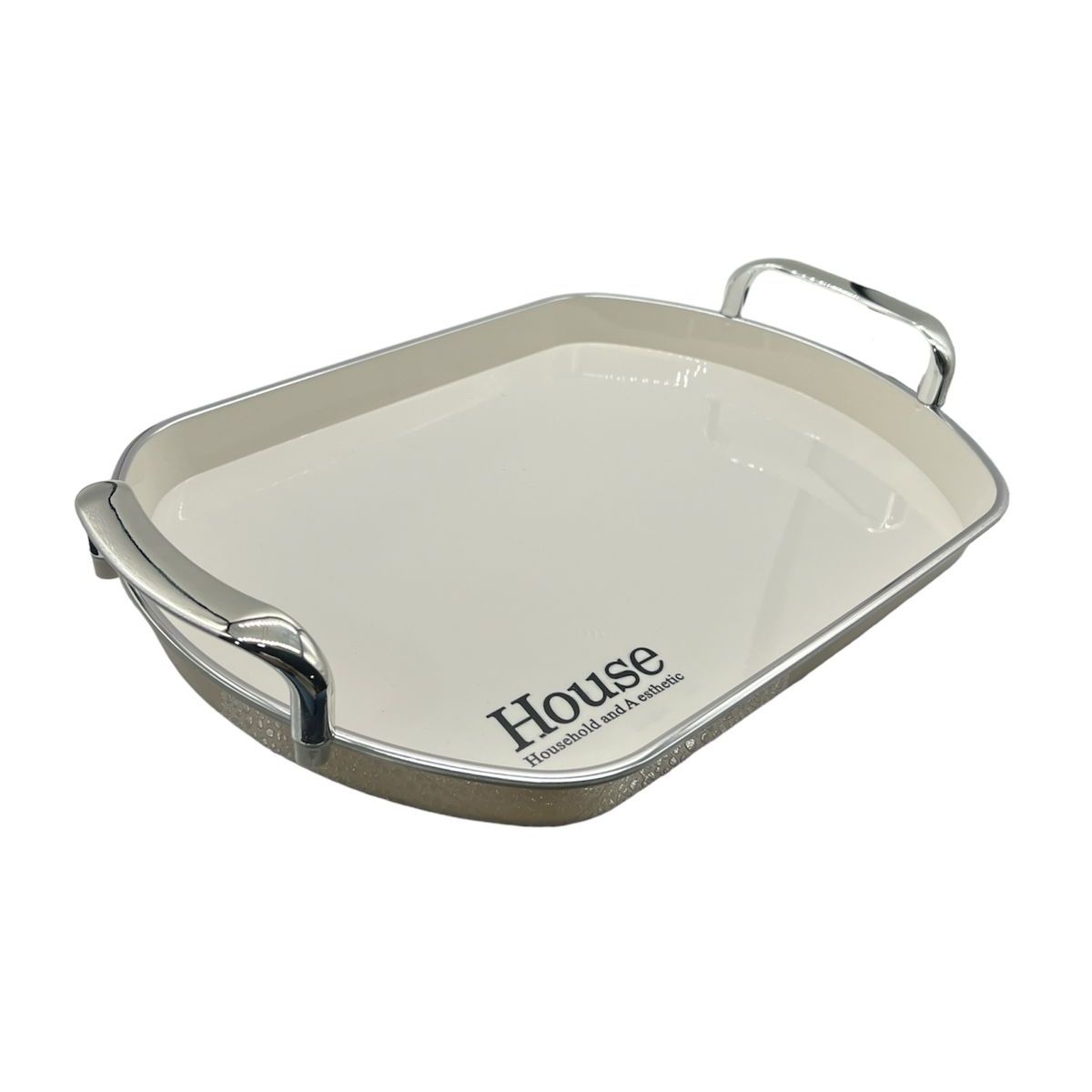 GENERICO - Bandeja Elegante Servir Con Plateado Ovalada 24x35cm