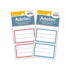 ADETEC - Etiquetas Para Cuadernos Escolar Linea Roja-Azul 53x82mm