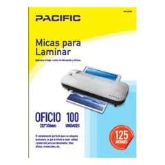 PACIFIC - 100 Laminas Micas Termolaminadora Oficio 125 Micrones - SC