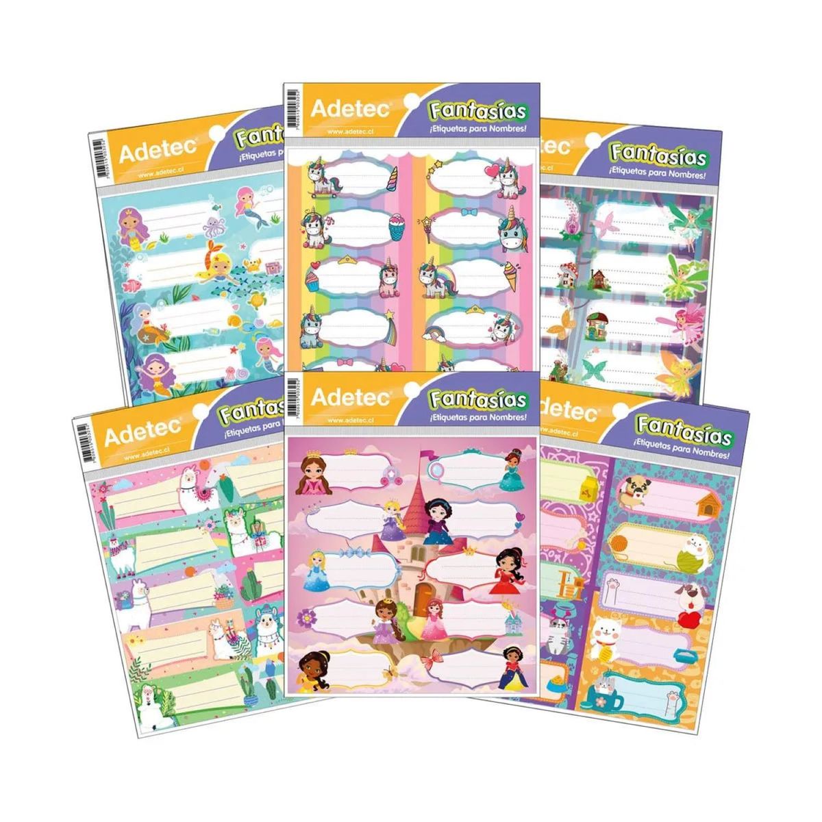 ADETEC - Etiqueta Escolar Fantasia Niña Autodhesiva 1 Hoja Adetec