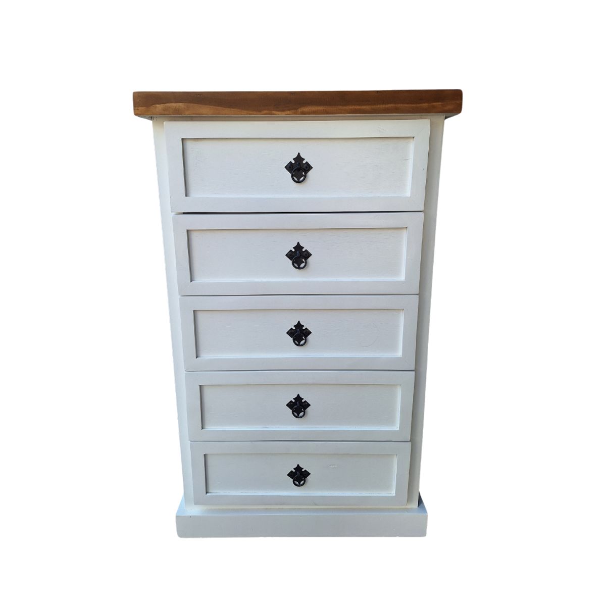 CASAHOGGAR - Comoda Rustica Crotona 5 Bicolor Blanco