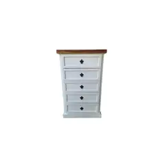 GENERICO - Comoda Rustica Crotona 5 Bicolor Blanco