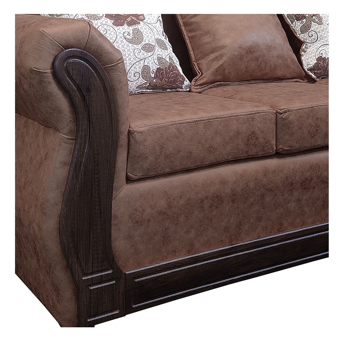 AMERICA DECORA - Living Con Resorte estructural 5 Cuerpos 3+1+1 Eleonor Envejecido Café Claro