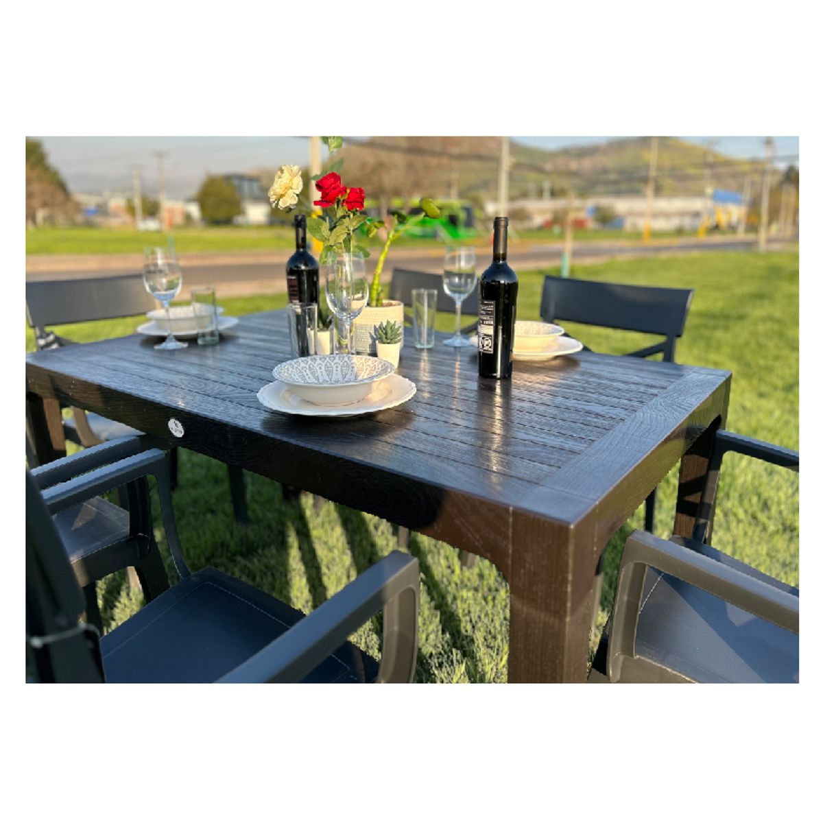 GENERICO - Comedor terraza madeira 6 personas alta resistencia y durabilidad