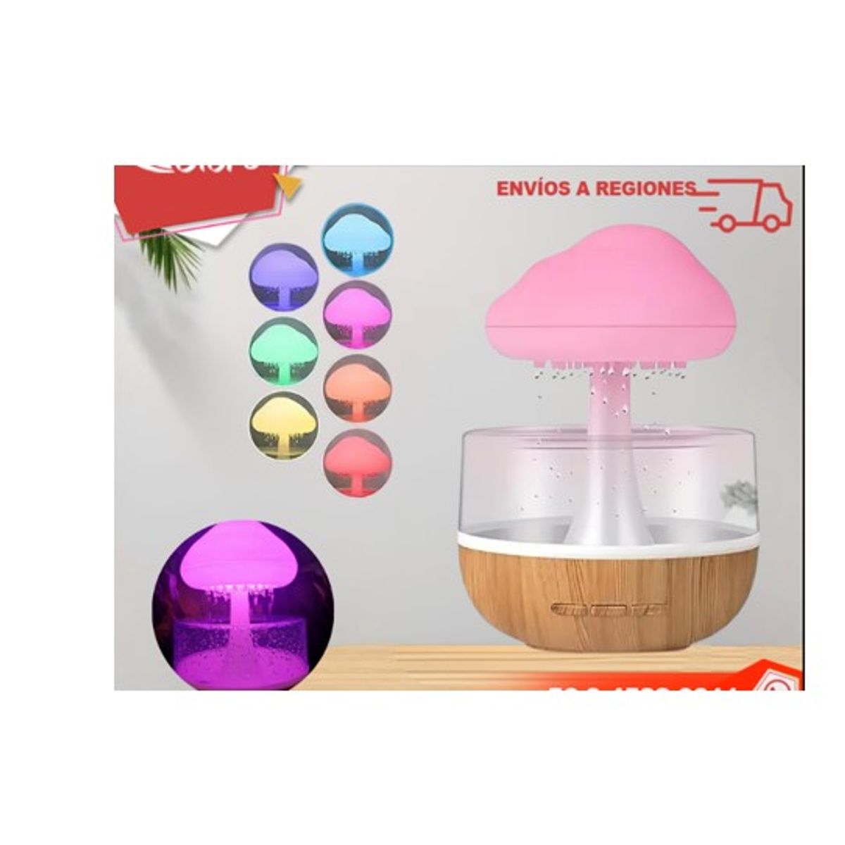 GENERICO - Humidificador De Nube De Lluvia Gotas De Agua Luz Nocturna