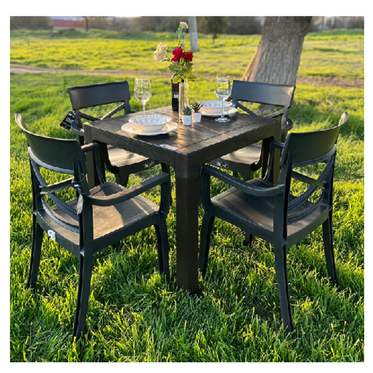 GENERICO - Comedor terraza madeira 4 personas alta resistencia y durabilidad