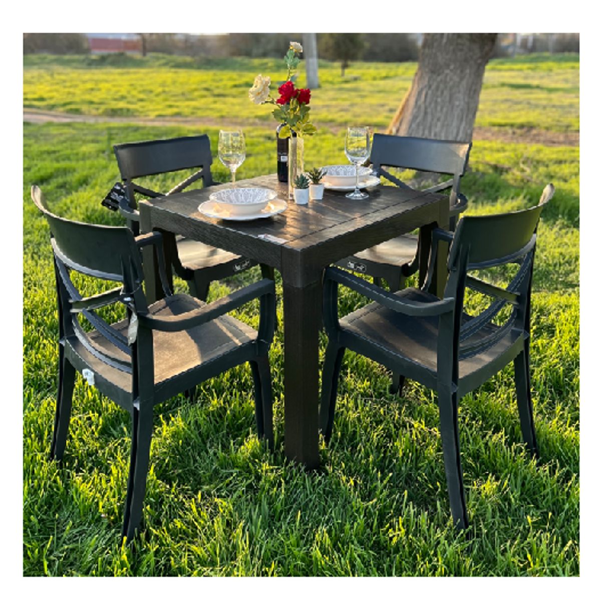 GENERICO - Comedor terraza madeira  4 personas alta resistencia y durabilidad