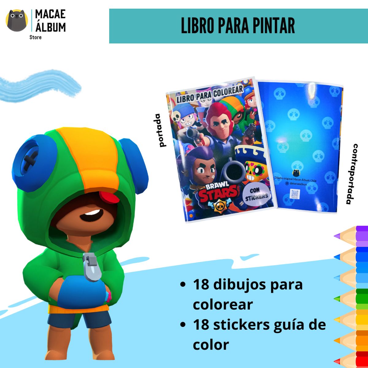 GENERICO - Libro para pintar Brawl Stars con stickers