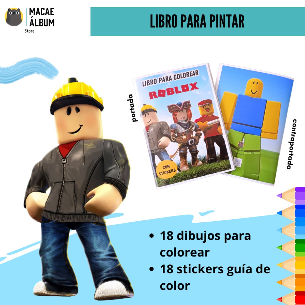 GENERICO - Libro Para Pintar Roblox con stickers