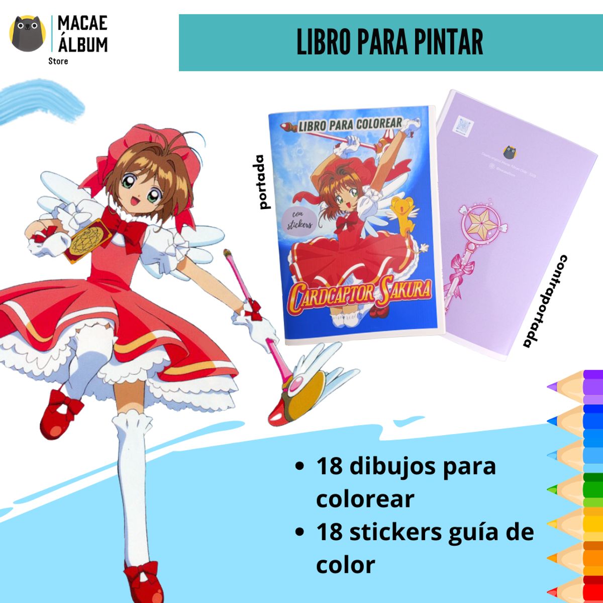 GENERICO - Libro Para Pintar Sakura con stickers