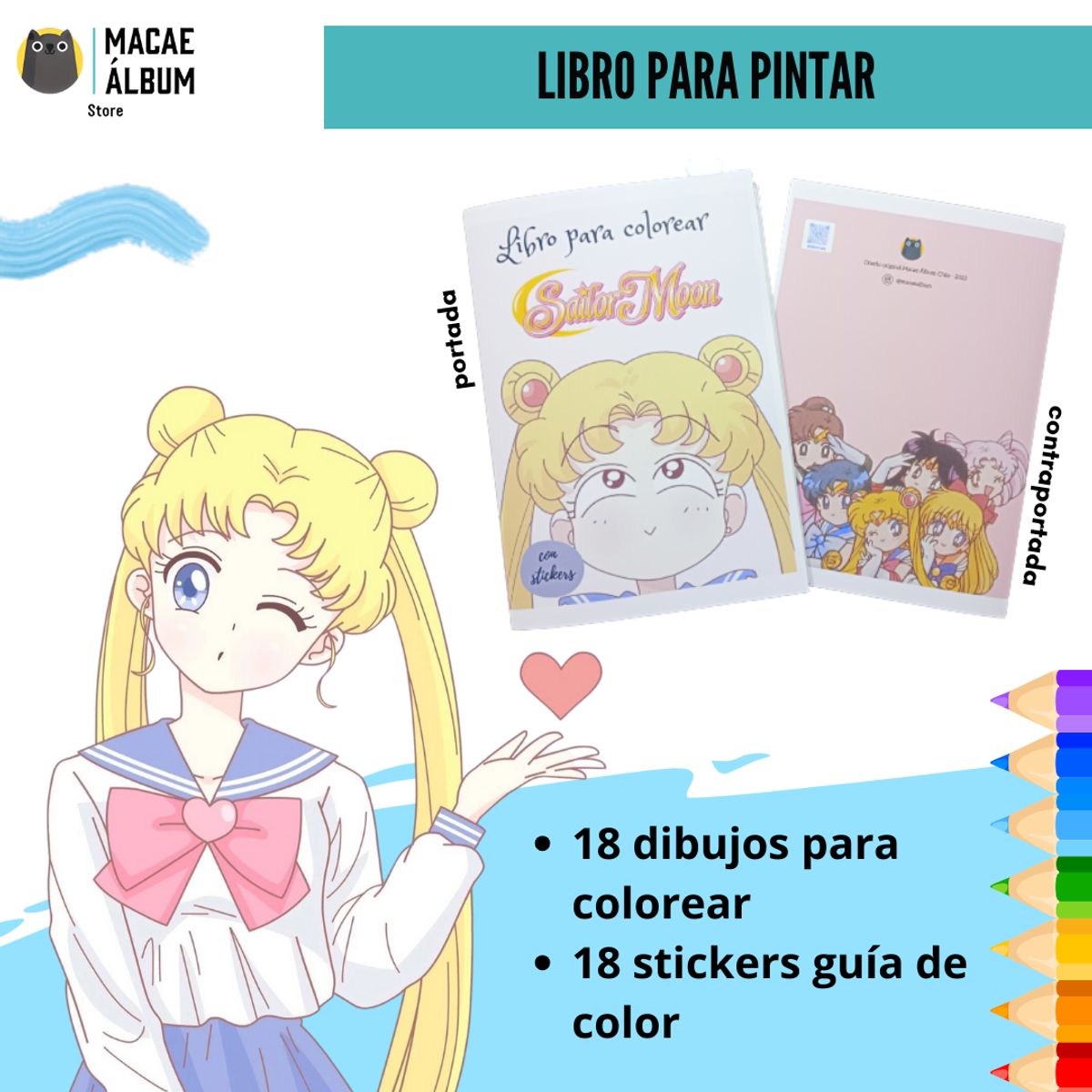 GENERICO - Libro Para Pintar Sailor Moon con stickers