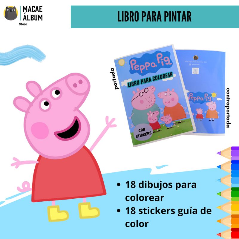 GENERICO - Libro para pintar Peppa Pig con stickers