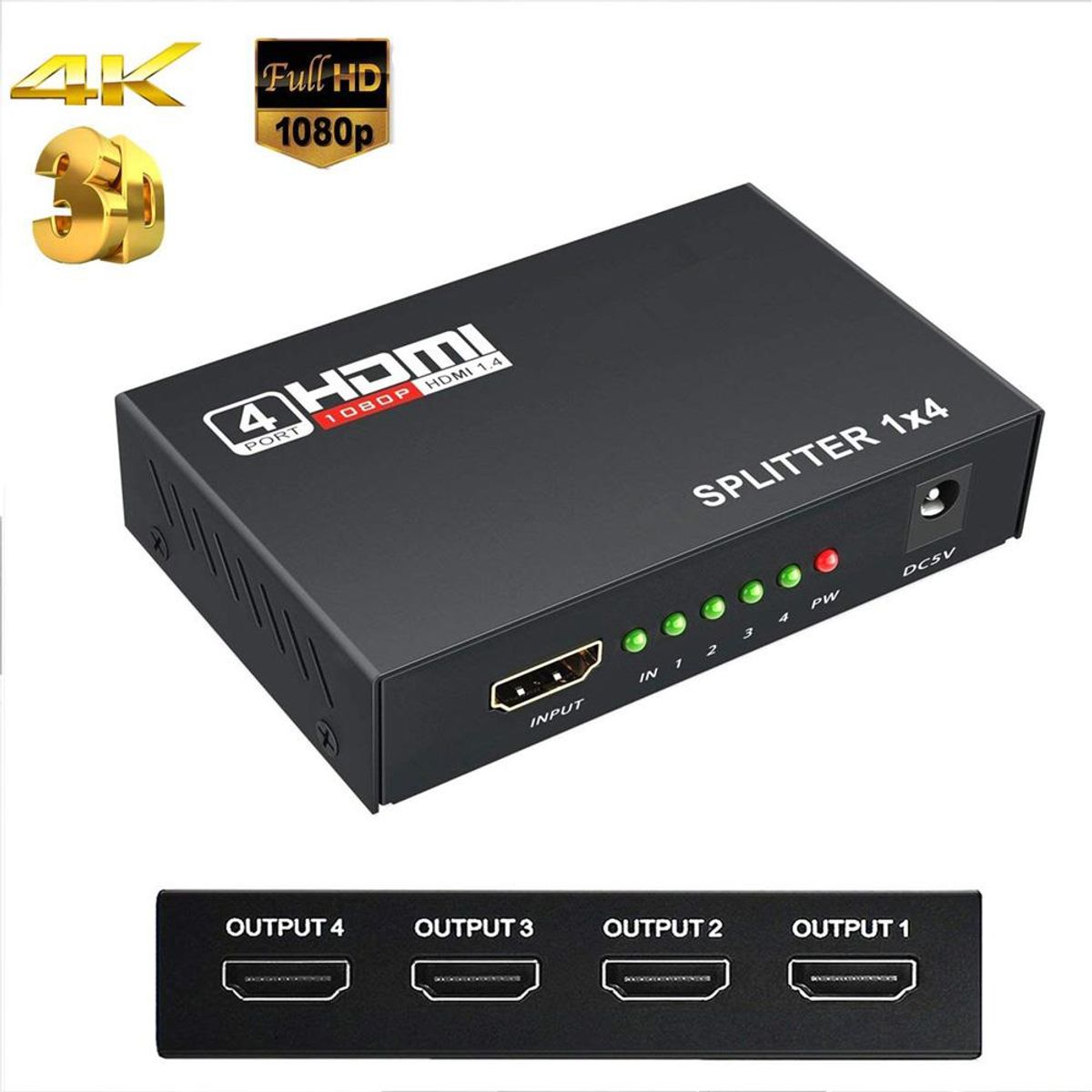 GENERICO - Splitter HDMI 1 Entrada 4 Salidas 1080P 3D Ver1.4