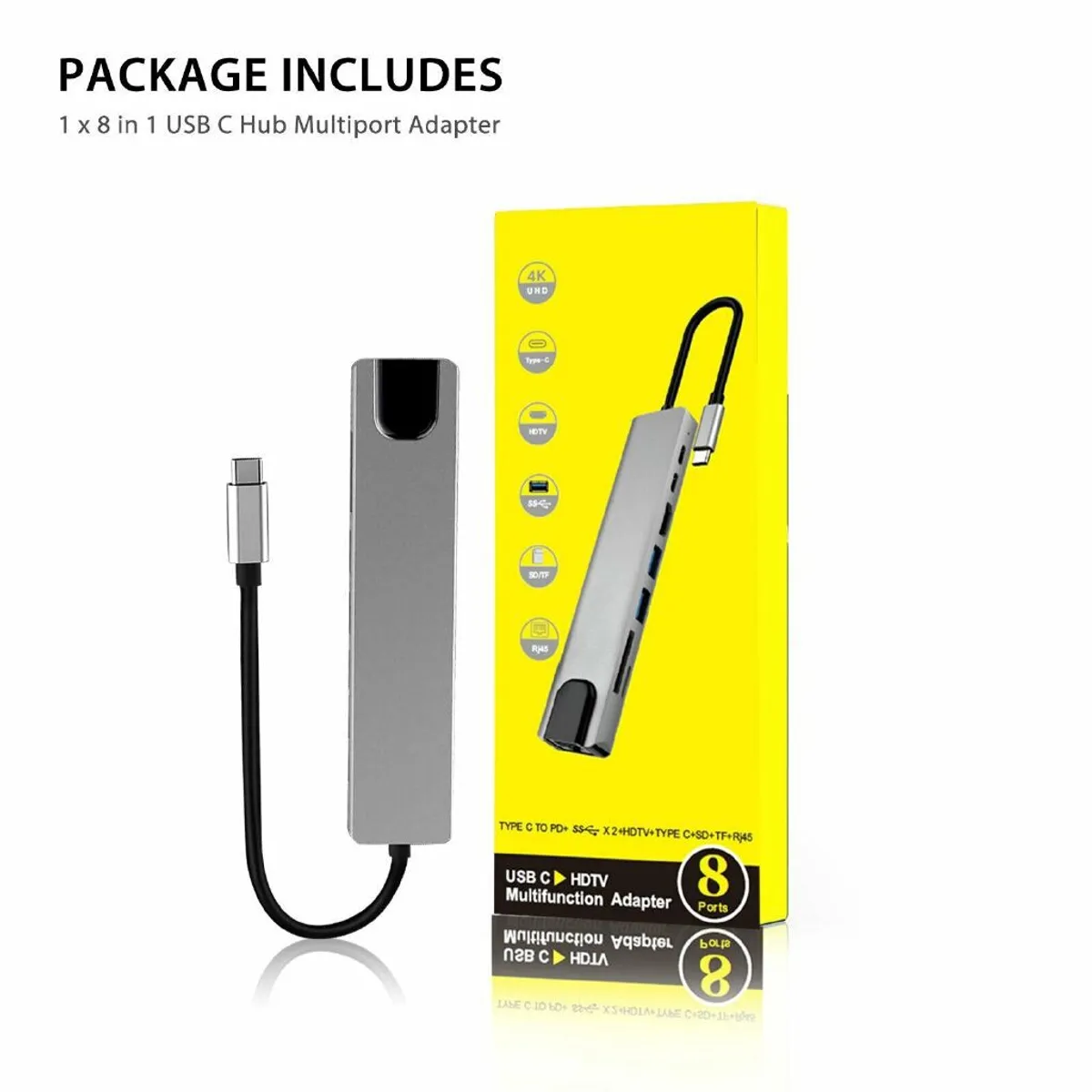 GENERICO - HUB USB TIPO C 8 EN 1 DOCKING STATION