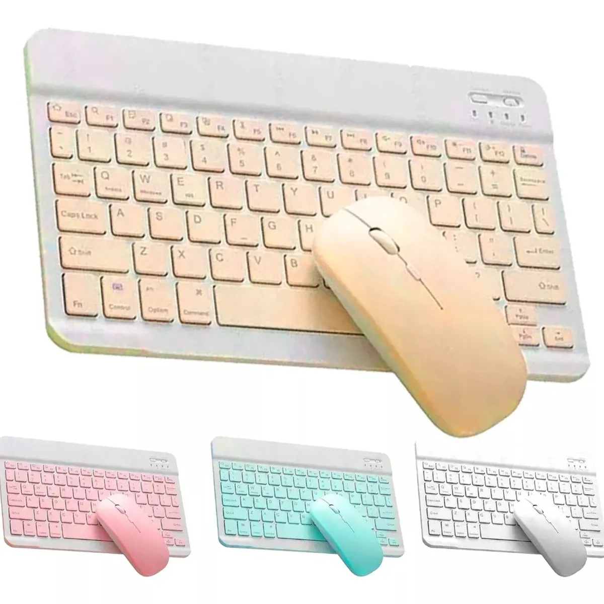 GENERICO - Kit Teclado Y Mouse Slim Pastel Bt Windows Apple Android