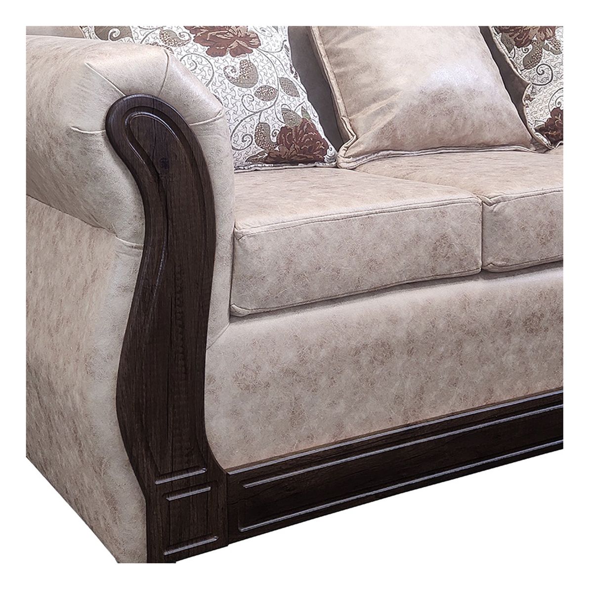 AMERICA DECORA - Living Con Resorte Estructural 5 Cuerpos 3+1+1 Eleonor Envejecido Beige