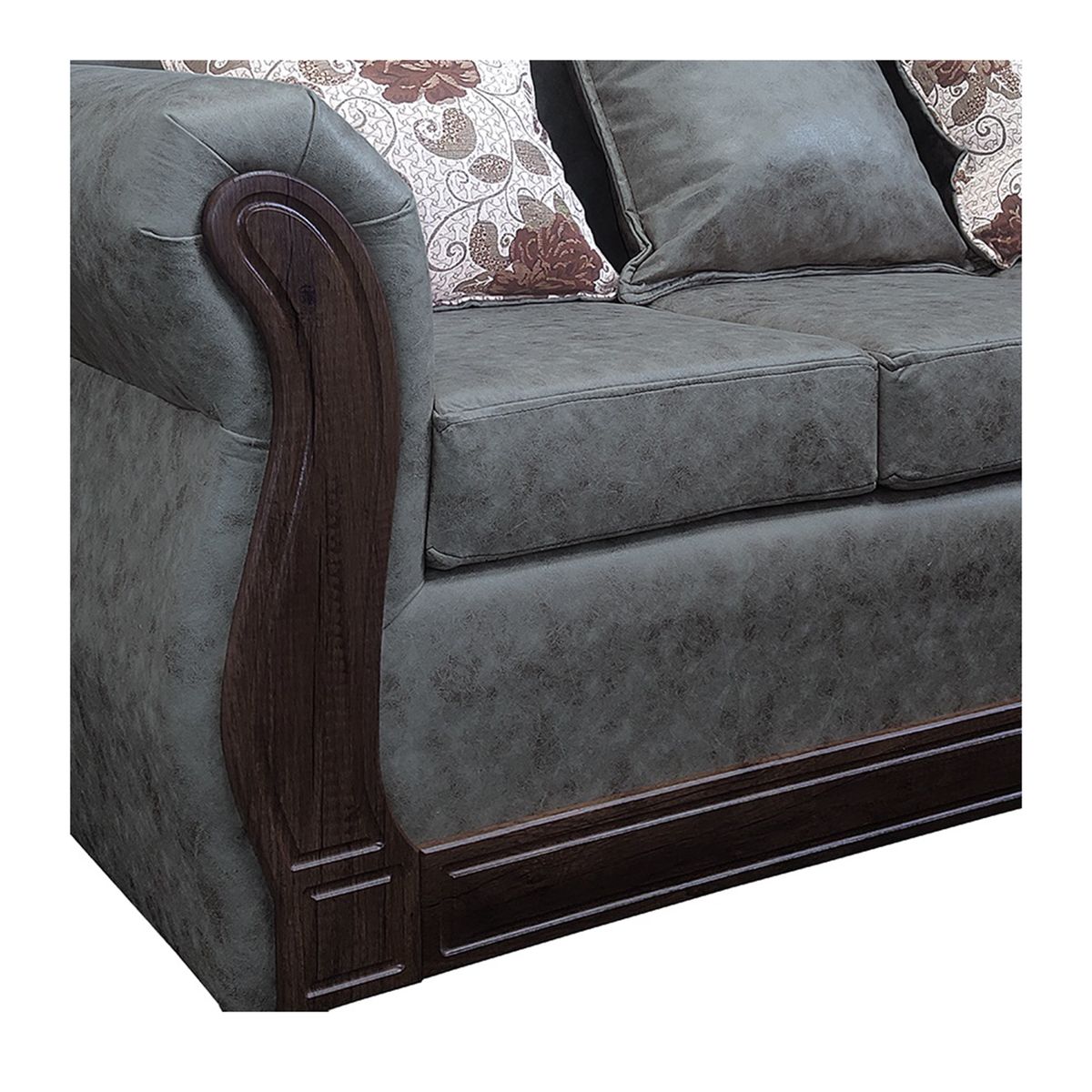 AMERICA DECORA - Sofá 3 Con Resorte Estructural Cuerpos Eleonor Envejecido Gris Oscuro