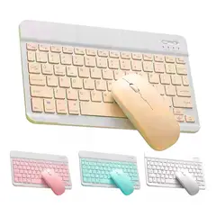 GENERICO - Kit Teclado Y Mouse Slim Pastel Bt Windows Apple Android Rosado
