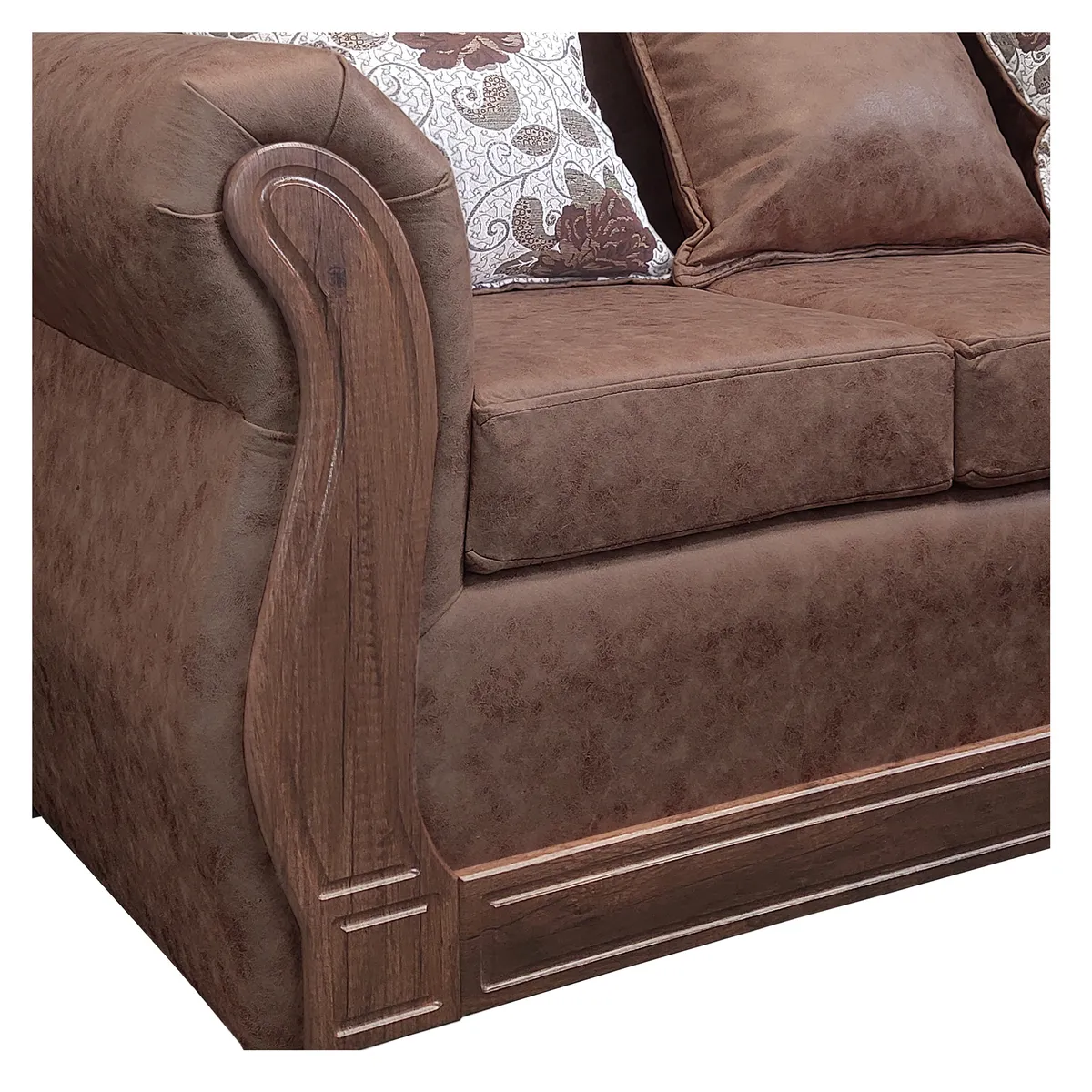 AMERICA DECORA - Living Con Resorte Estructural 5 Cuerpos 3+1+1 Eleonor Envejecido Café Claro X