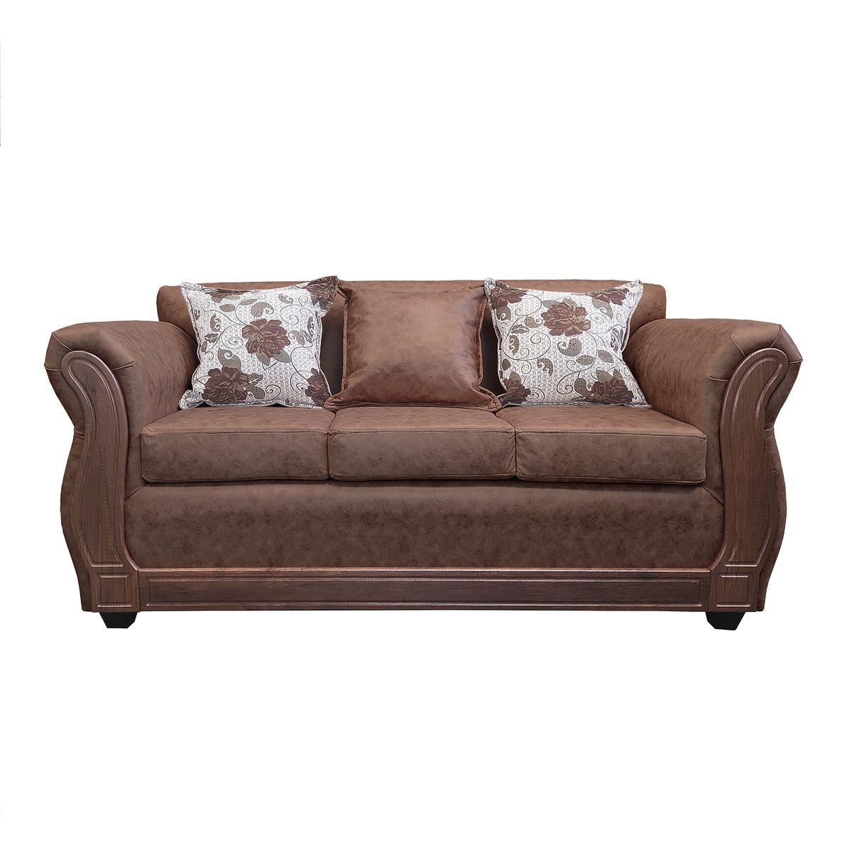 AMERICA DECORA - Sofá Con Resorte Estructural 3 Cuerpos Eleonor Envejecido Café Claro X