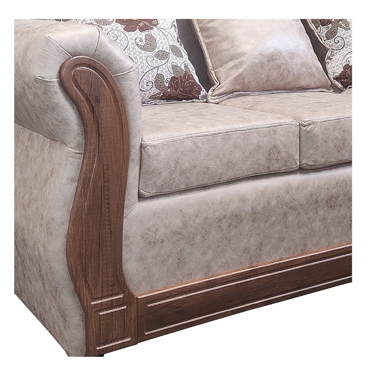 AMERICA DECORA - Living Con Resorte Estructural 5 Cuerpos 3+1+1 Eleonor Envejecido Beige X