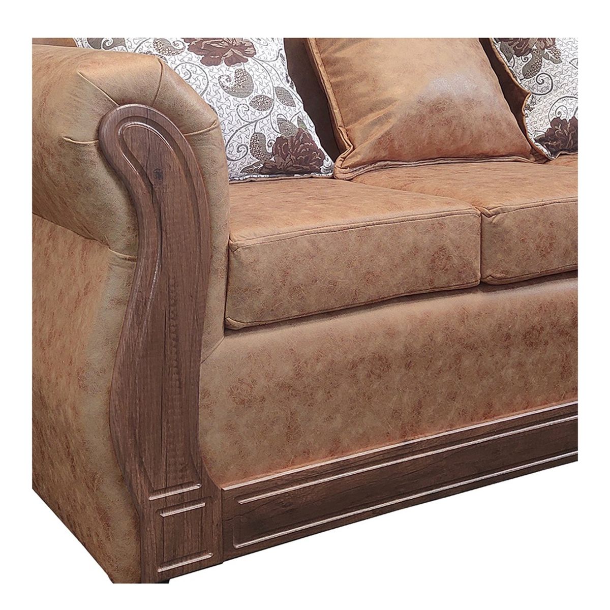 AMERICA DECORA - Sofá Con Resorte Estructural 3 Cuerpos Eleonor Envejecido Café Teja X