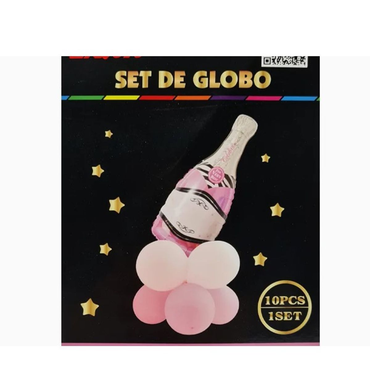 GENERICO - Set Globos Forma Botella de Champaña Rosa