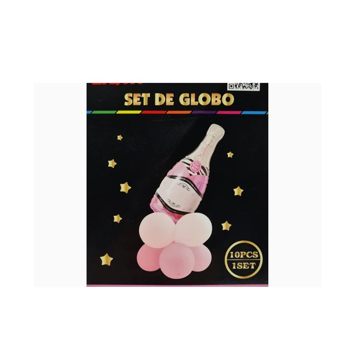 GENERICO - Set Globos Forma Botella de Champaña Rosa