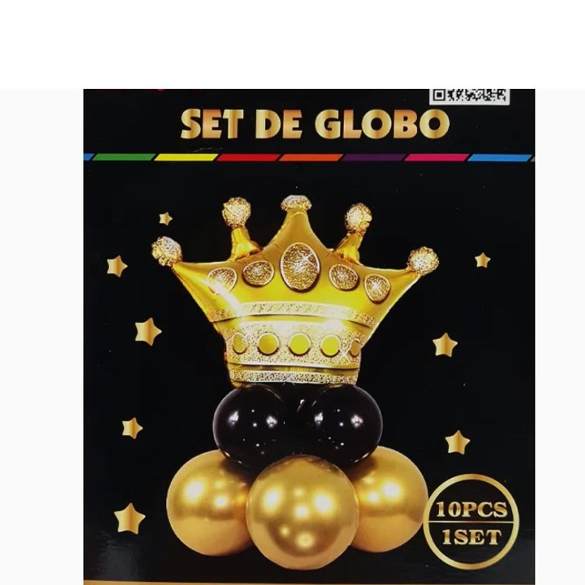 GENERICO - Set Globos Forma Corona Dorado y Negro