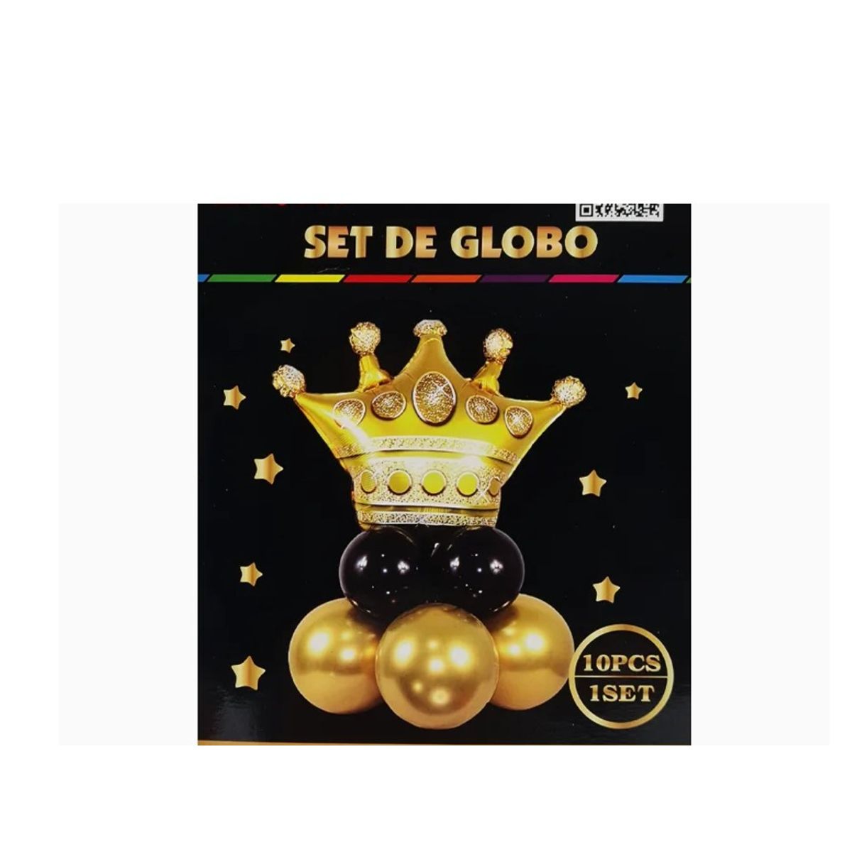 GENERICO - Set Globos Forma Corona Dorado y Negro
