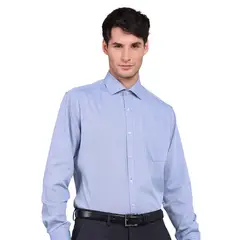 VAN HEUSEN - Camisa Hombre Formal Azul Claro Bolsillo Tailored Cuello Italiano
