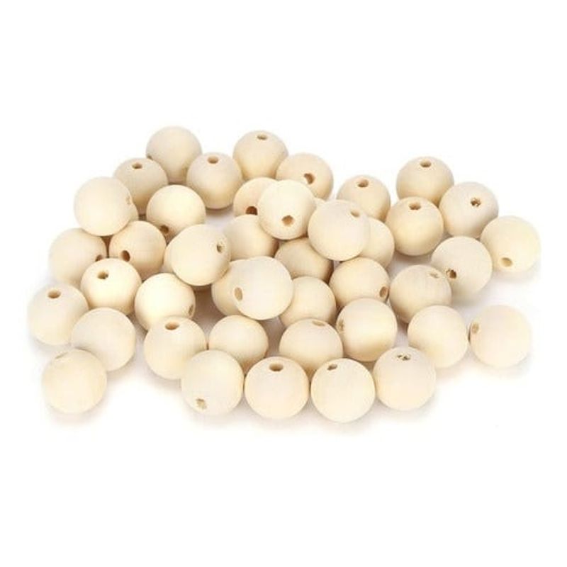 GENERICO - Pack 50 Cuentas De Madera 20mm Color Natural Para Macrame