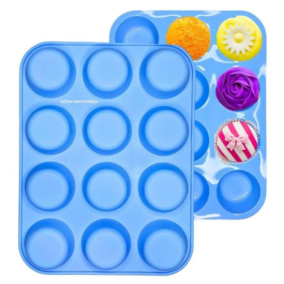 GENERICO - Molde Silicona Cupcakes Magdalena Molde 12 Cavidades