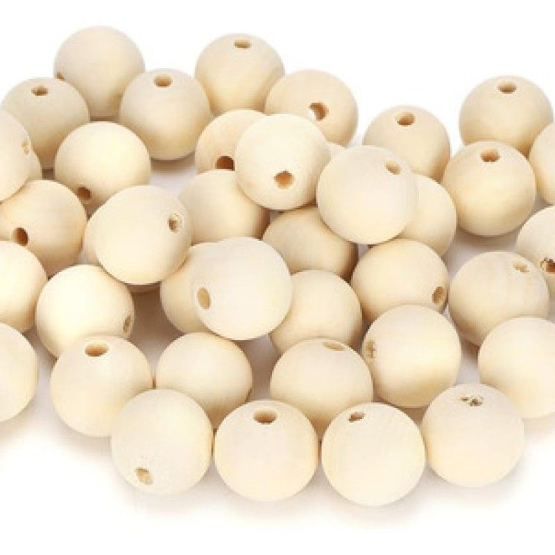 GENERICO - Pack 50 Cuentas De Madera 30mm Color Natural Para Macrame