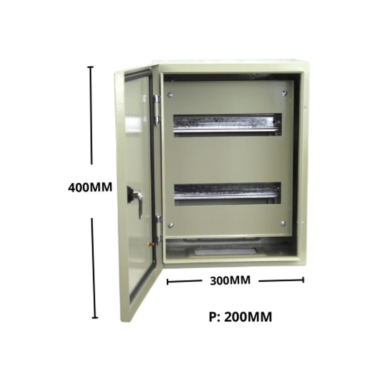 GENERICO - GABINETE TABLERO METALICO 400X300X200MM 1 PUERTA + CHASIS IP65 24MOD.