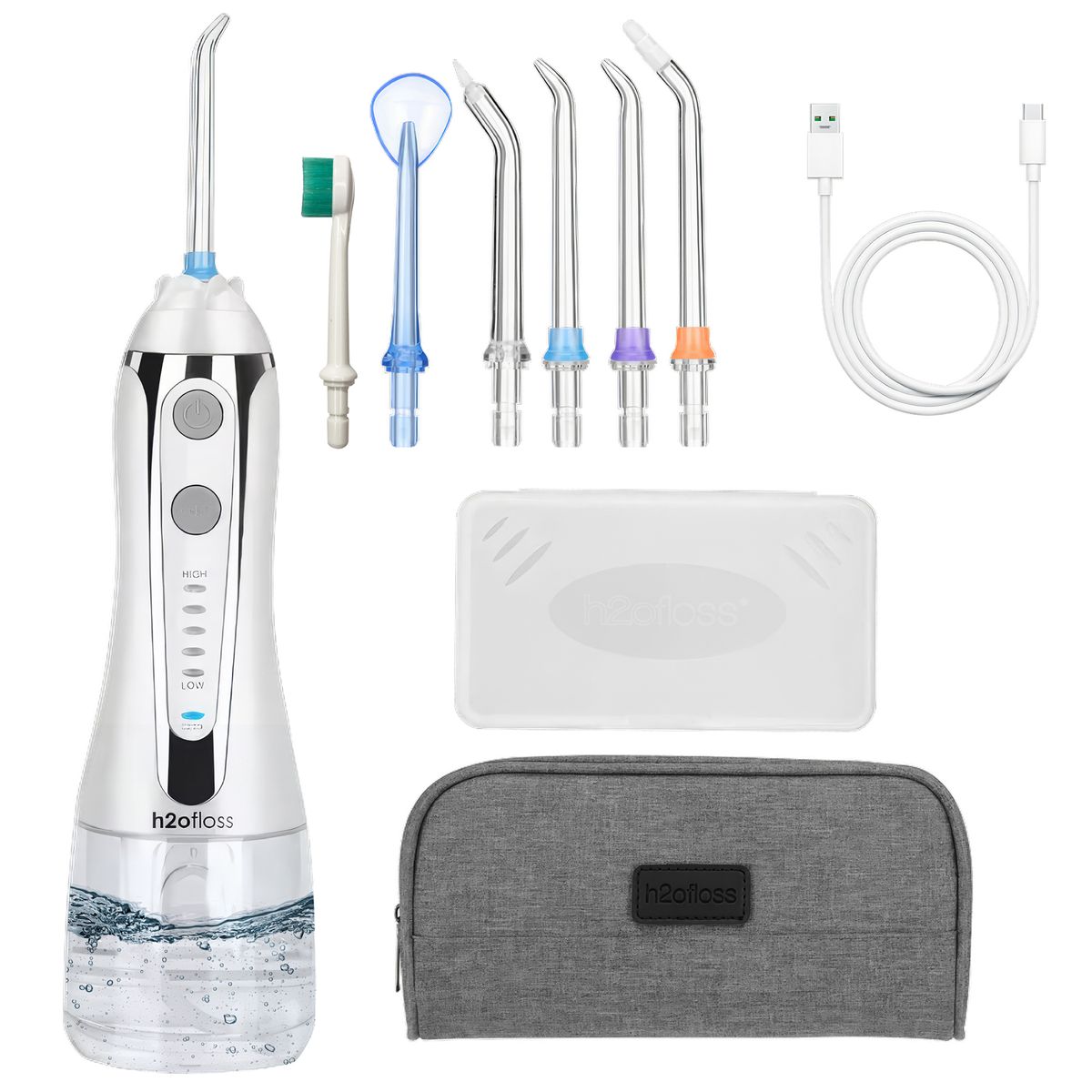 EMETRES - Irrigador Dental Limpieza Bucal Blanco H2ofloss Pórtatil