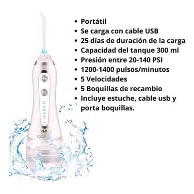 Imagen 2 del producto Irrigador Dental Limpieza Bucal Blanco H2ofloss Pórtatil